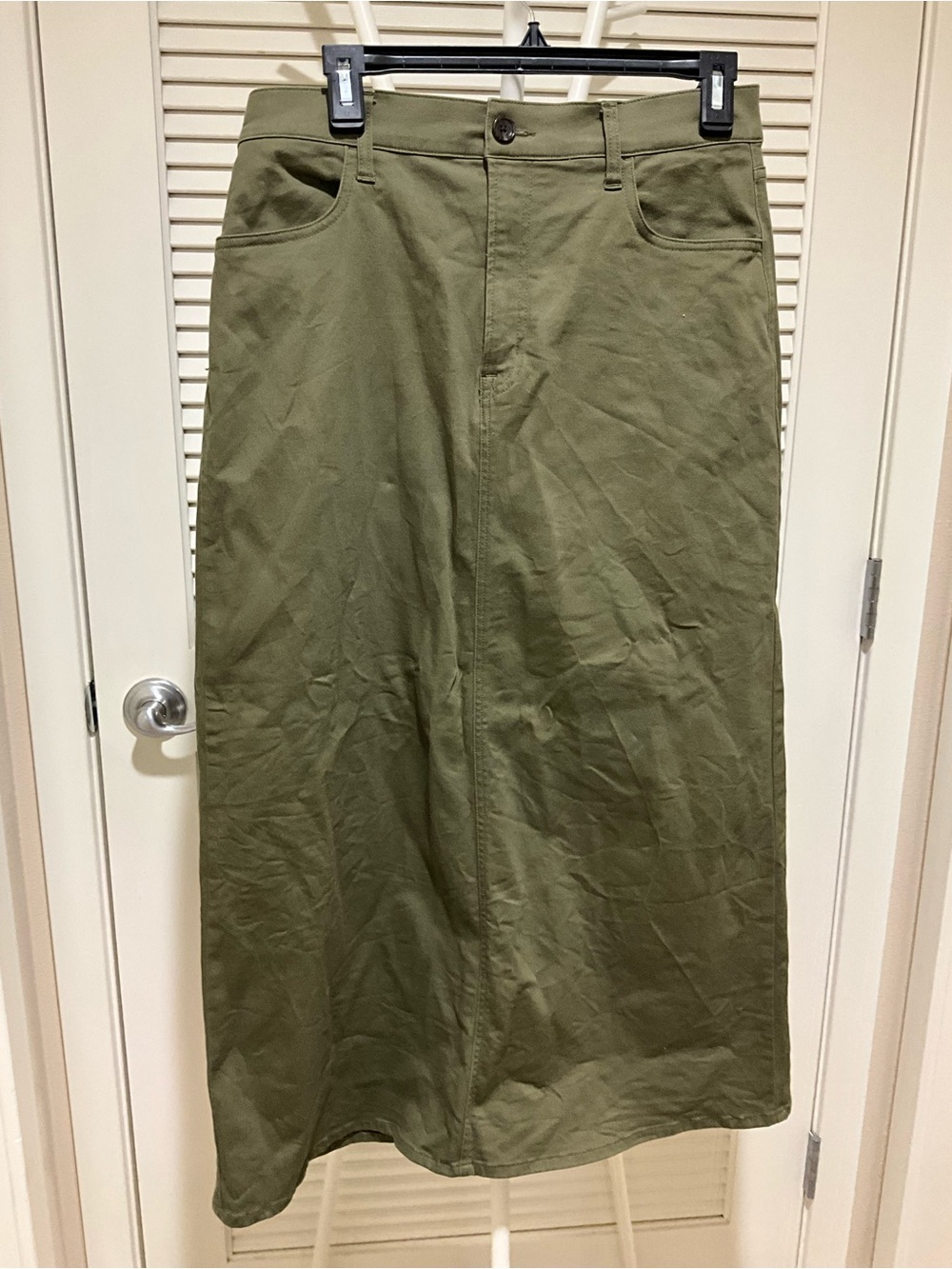 Muji Olive Green Cotton Maxi Skirt